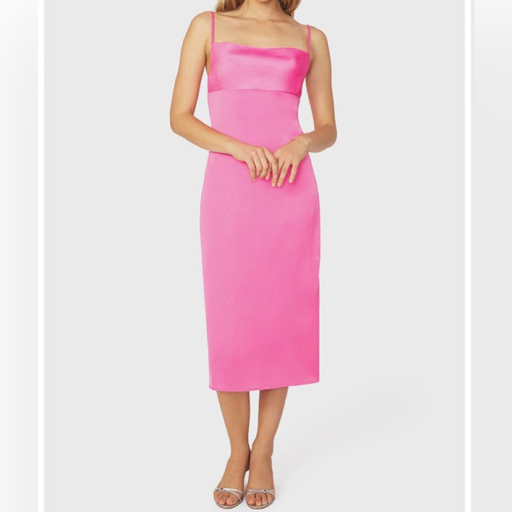 NWOT WE WORE WHAT
Charmeuse Cowl Midi Dress Pink size 10